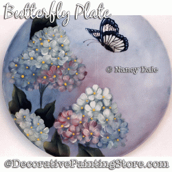 Butterfly Plate (Hydrangeas) DOWNLOAD Painting Pattern - Nancy Dale