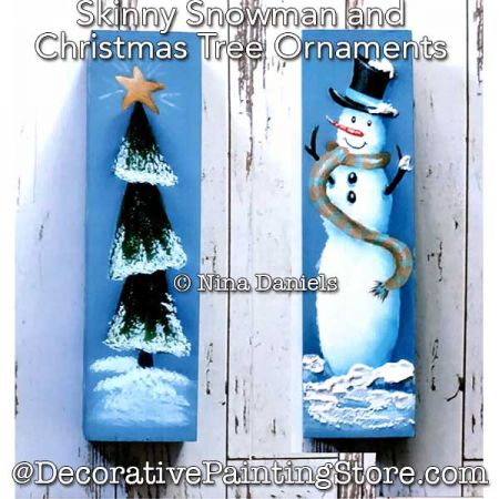 Skinny Snowman and Tree Ornaments Painting Pattern PDF DOWNLOAD - Nina Daniels