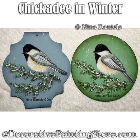 Chickadee in Winter Painting Pattern PDF DOWNLOAD - Nina Daniels