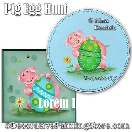 Pig Egg Hunt Painting Pattern PDF DOWNLOAD - Nina Daniels