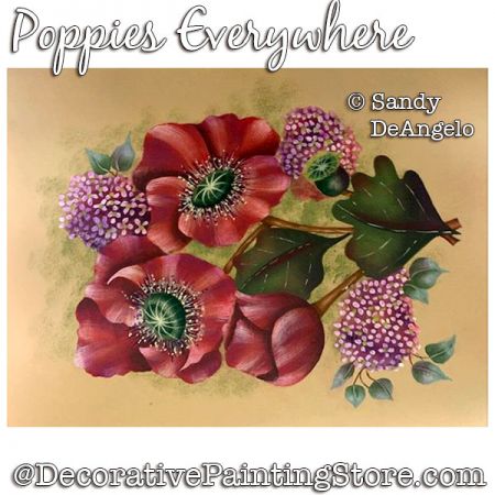 Poppies Everywhere Painting Pattern PDF DOWNLOAD - Sandy DeAngelo