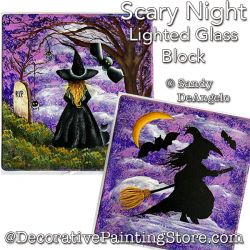 Scary Night Lighted Glass Block Painting Pattern PDF DOWNLOAD - Sandy DeAngelo