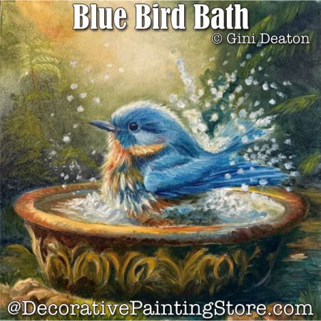 Blue Bird Bath (Oil) Painting Pattern - Gini Deaton