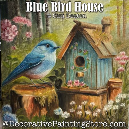 Blue Bird House (Oil) Painting Pattern - Gini Deaton