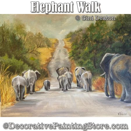 Elephant Walk (Oil) Painting Pattern - Gini Deaton