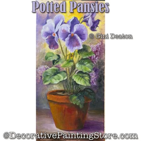 Potted Pansies (Oil) Painting Pattern - Gini Deaton