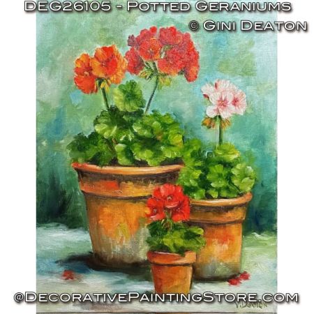 Potted Geraniums (Oil) Painting Pattern - Gini Deaton