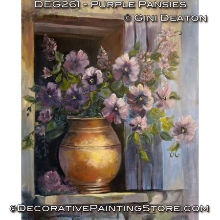 Purple Pansies (Oil) Painting Pattern - Gini Deaton