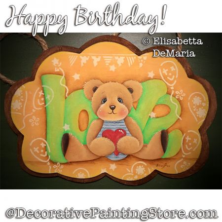 Happy Birthday (Teddy Bear) Painting Pattern PDF DOWNLOAD - Elisabetta DeMaria