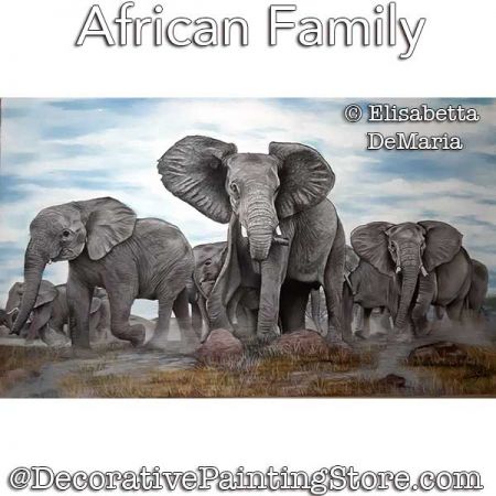 African Family (Elephants) Pastel Painting Pattern PDF DOWNLOAD - Elisabetta DeMaria