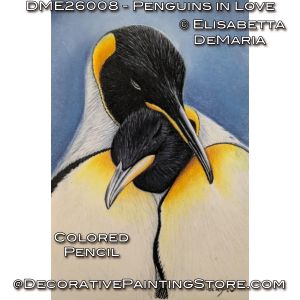 Penguins in Love Color Pencil Painting Pattern PDF DOWNLOAD - Elisabetta DeMaria