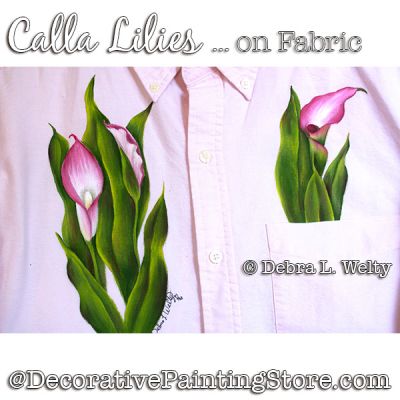 Calla Lilies on Fabric Painting Pattern DOWNLOAD - Debra Welty