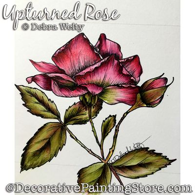 Upturned Rose Media Fluid Painting Pattern PDF DOWNLOAD - Debra Welty