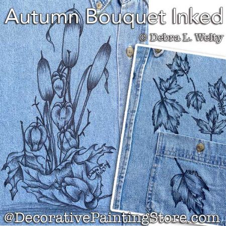 Autumn Bouquet Inked (on Denim) e-Pattern DOWNLOAD
