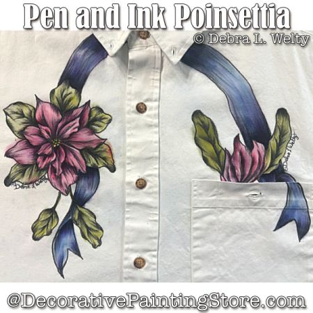 Pen and Ink Poinsettia Pattern DOWNLOAD