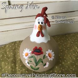 Spring Hen Gourd Painting Pattern PDF Download - Eliana Castellazzi