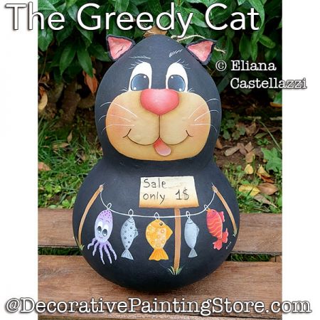 The Greedy Cat Gourd Painting Pattern PDF Download - Eliana Castellazzi