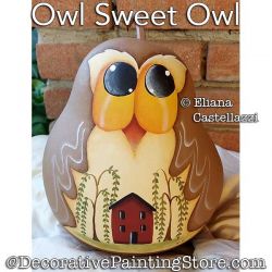 Owl Sweet Owl Gourd Painting Pattern PDF Download - Eliana Castellazzi