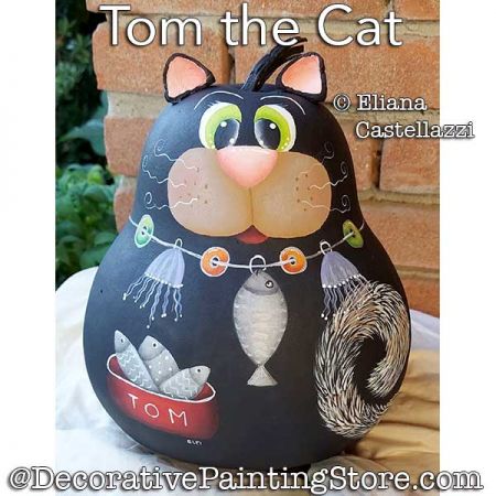 Tom the Cat Gourd Painting Pattern PDF Download - Eliana Castellazzi