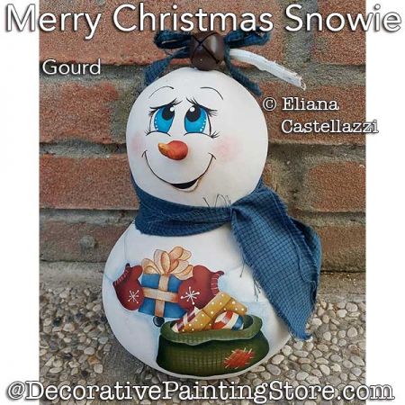 Merry Christmas Snowie Gourd Painting Pattern PDF Download - Eliana Castellazzi