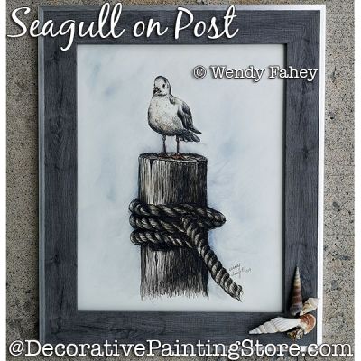 Seagull on Post (Pen and Ink) Painting Pattern PDF DOWNLOAD - Wendy Fahey
