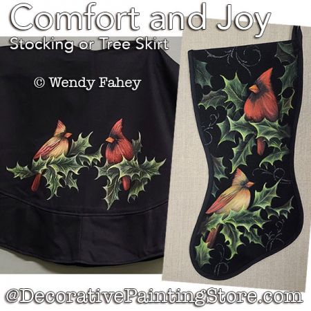 Comfort and Joy (Cardinals) Painting Pattern PDF DOWNLOAD - Wendy Fahey