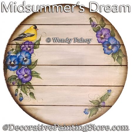 Midsummers Dream (Pansies and Goldfinch) Painting Pattern PDF DOWNLOAD - Wendy Fahey