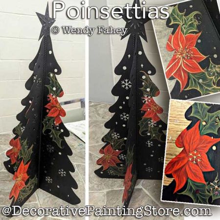 Poinsettias Tree Painting Pattern PDF DOWNLOAD - Wendy Fahey