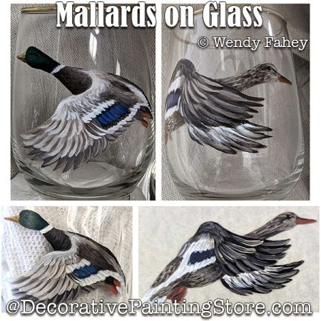 Mallards on Glass Painting Pattern - Wendy Fahey