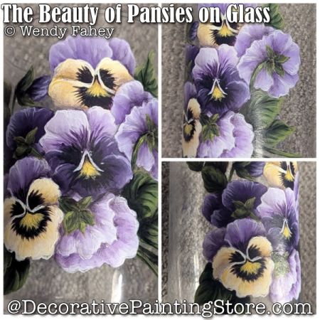 The Beauty of Pansies on Glass Painting Pattern - Wendy Fahey