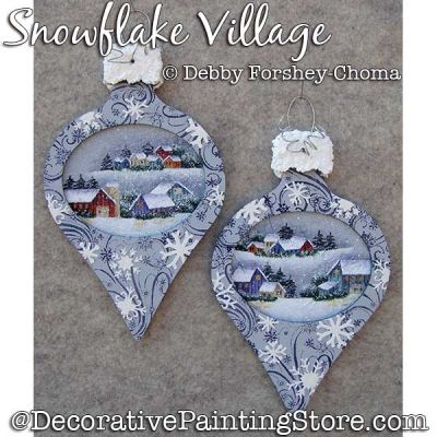 Snowflake Village Ornaments Painting Pattern DOWNLOAD - Debby Forshey-Choma