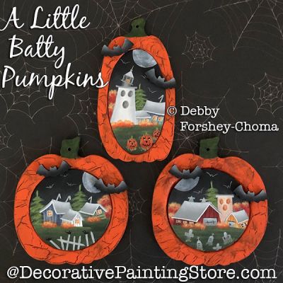 A Little Batty Pumpkins Ornaments Painting Pattern DOWNLOAD - Debby Forshey-Choma