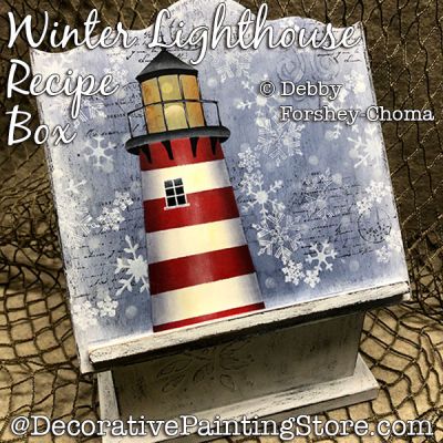 Winter Lighthouse Recipe Box Painting Pattern DOWNLOAD - Debby Forshey-Choma
