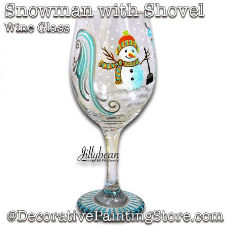 Snowman with Shovel Wine GlassDownload - Jillybean Fitzhenry