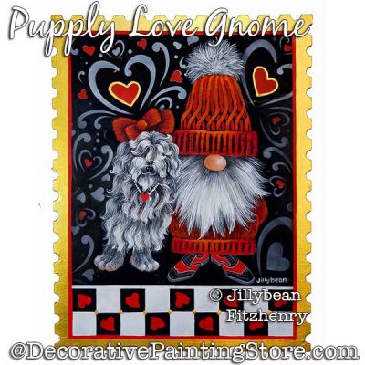 Puppy Love Gnome Painting Pattern PDF Download - Jillybean Fitzhenry