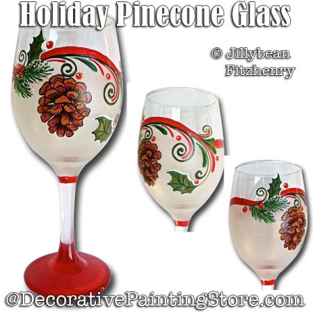 Holiday Pinecone Glass Painting Pattern - Jillybean Fitzhenry