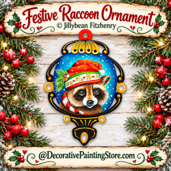 Festive Raccoon Ornament Painting Pattern - Jillybean Fitzhenry