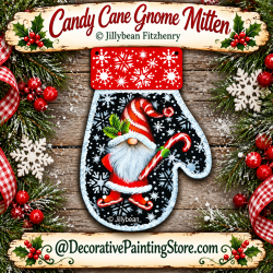 Candy Cane Gnome Mitten Painting Pattern - Jillybean Fitzhenry