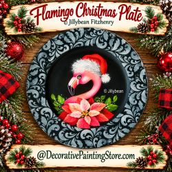 Flamingo Christmas Plate Painting Pattern - Jillybean Fitzhenry