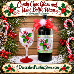 Candy Cane Glass and Wine Bottle Wrap Painting Pattern - Jillybean Fitzhenry