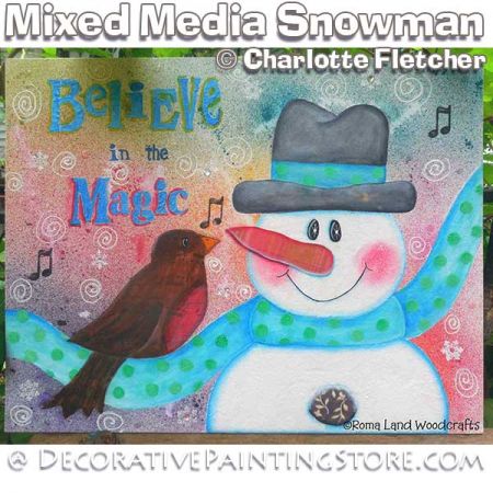 Mixed Media Snowman e-Pattern - Charlotte Fletcher - PDF DOWNLOAD