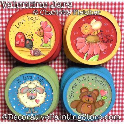 Valentine Treat Jar Lids e-Pattern - Charlotte Fletcher - PDF DOWNLOAD