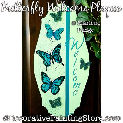 Butterfly Welcome Plaque Painting Pattern PDF DOWNLOAD - Marlene Fudge