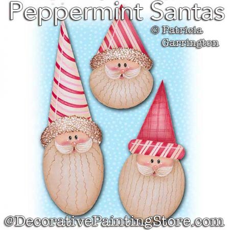 Peppermint Santas Ornaments Painting Pattern PDF DOWNLOAD - Patricia Garrington