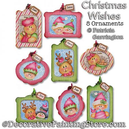 Christmas Wishes 8 Ornaments Painting Pattern PDF DOWNLOAD - Patricia Garrington