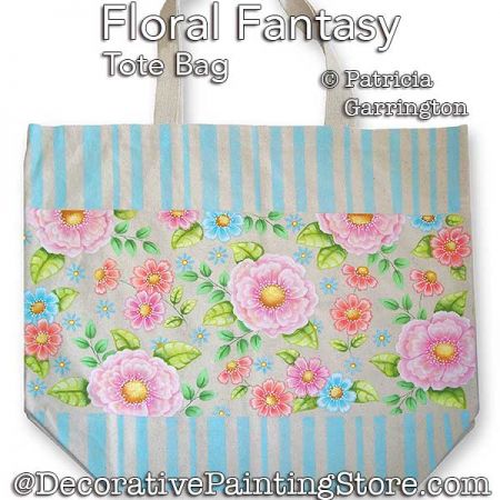 Floral Fantasy Tote Bag Painting Pattern PDF DOWNLOAD - Patricia Garrington