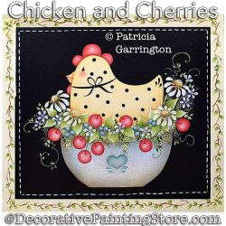 Chicken and Cherries Painting Pattern PDF DOWNLOAD - Patricia Garrington