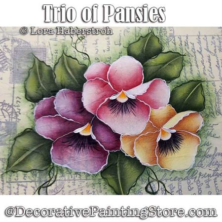 Trio of Pansies Painting Pattern - Lora Haberstroh
