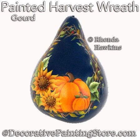 Painted Harvest Wreath Gourd Birdhouse Painting Pattern PDF DOWNLOAD - Rhonda Hawkins