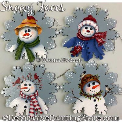 Snowy Faces (Snowman Ornaments) Painting Pattern PDF DOWNLOAD - Donna Hodson